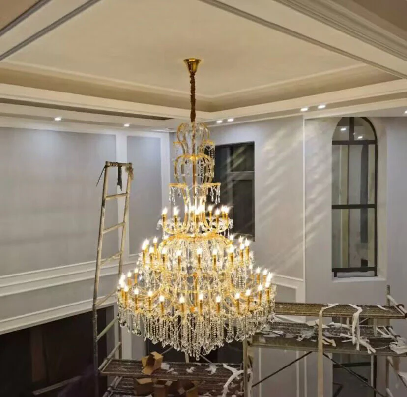 Oversized Luxury Traditional Gold/Chrome Candle Branch Crystal Chandelier for 2-story/Duplex Buildings - Image 12