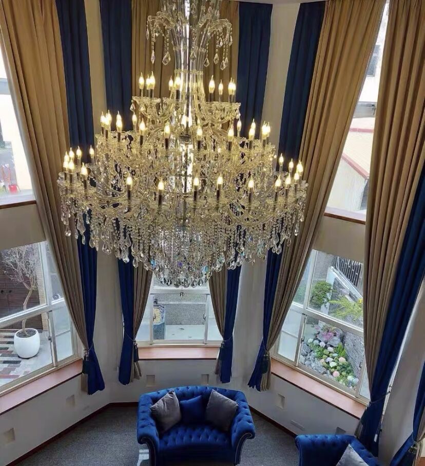 Oversized Luxury Traditional Gold/Chrome Candle Branch Crystal Chandelier for 2-story/Duplex Buildings - Image 2