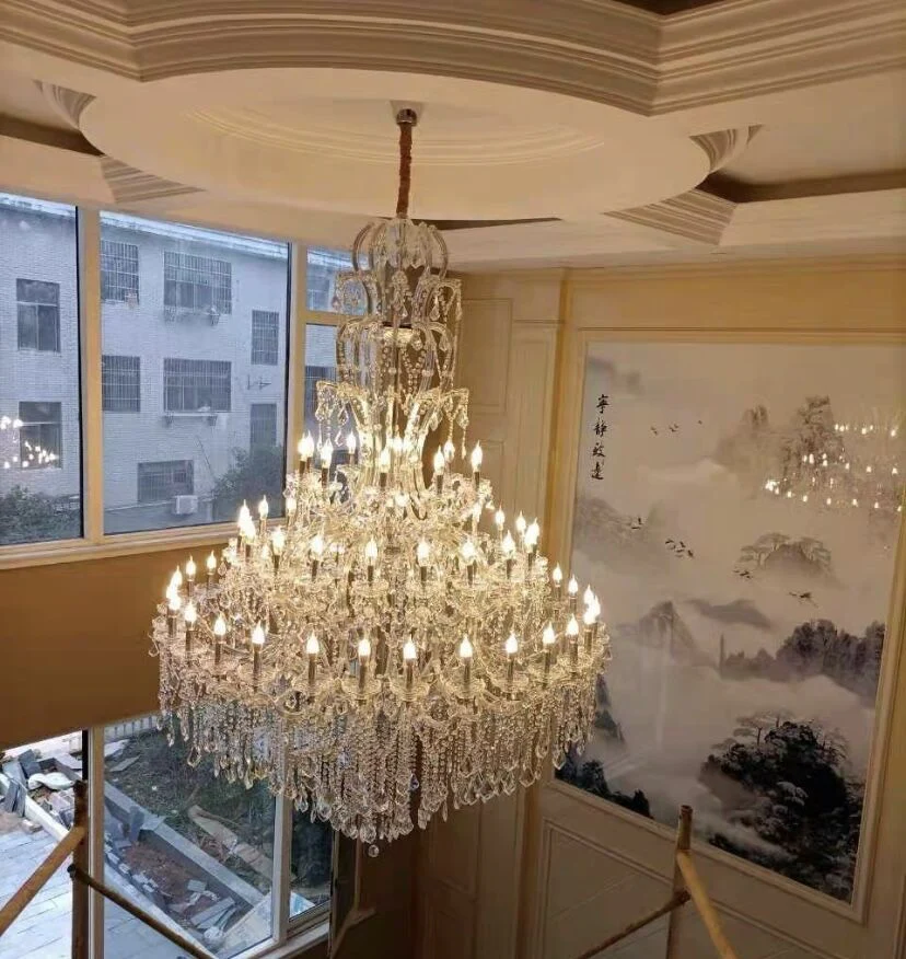 Oversized Luxury Traditional Gold/Chrome Candle Branch Crystal Chandelier for 2-story/Duplex Buildings - Image 4