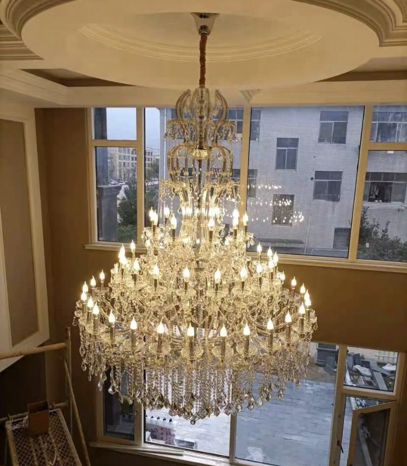 Oversized Luxury Traditional Gold/Chrome Candle Branch Crystal Chandelier for 2-story/Duplex Buildings - Image 7