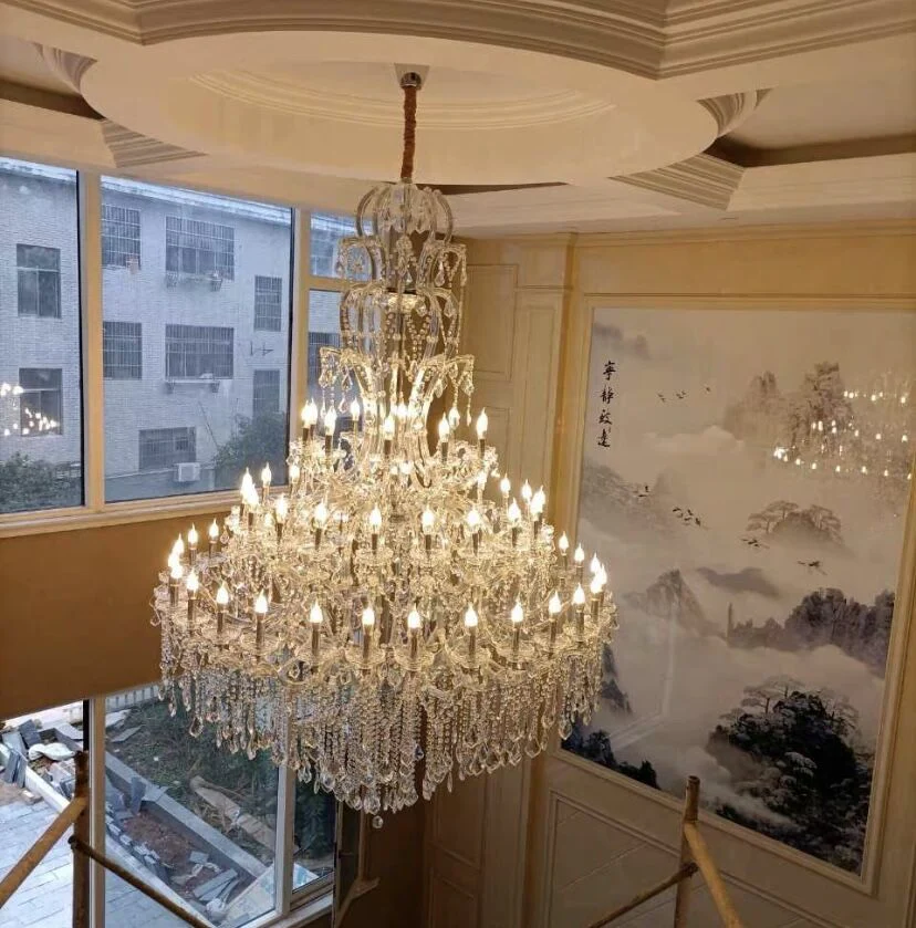 Oversized Luxury Traditional Gold/Chrome Candle Branch Crystal Chandelier for 2-story/Duplex Buildings - Image 8