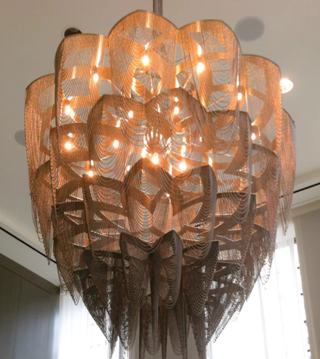 Oversized Post-Modern Aluminium Chain Tassel Pendant Chandelier for Large Living Room/Staircase/Villa - Image 17
