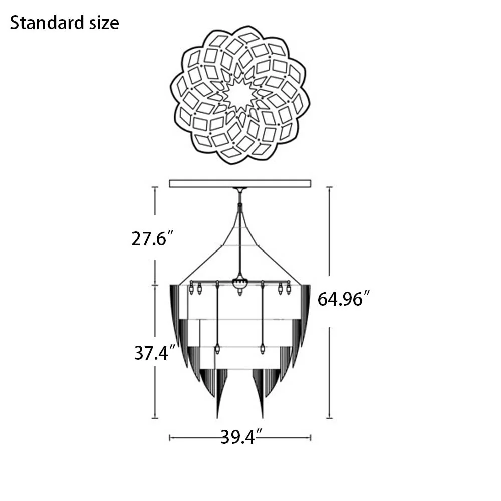 Oversized Post-Modern Aluminium Chain Tassel Pendant Chandelier for Large Living Room/Staircase/Villa - Image 23