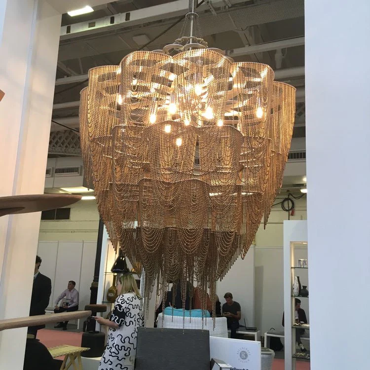 Oversized Post-Modern Aluminium Chain Tassel Pendant Chandelier for Large Living Room/Staircase/Villa - Image 8