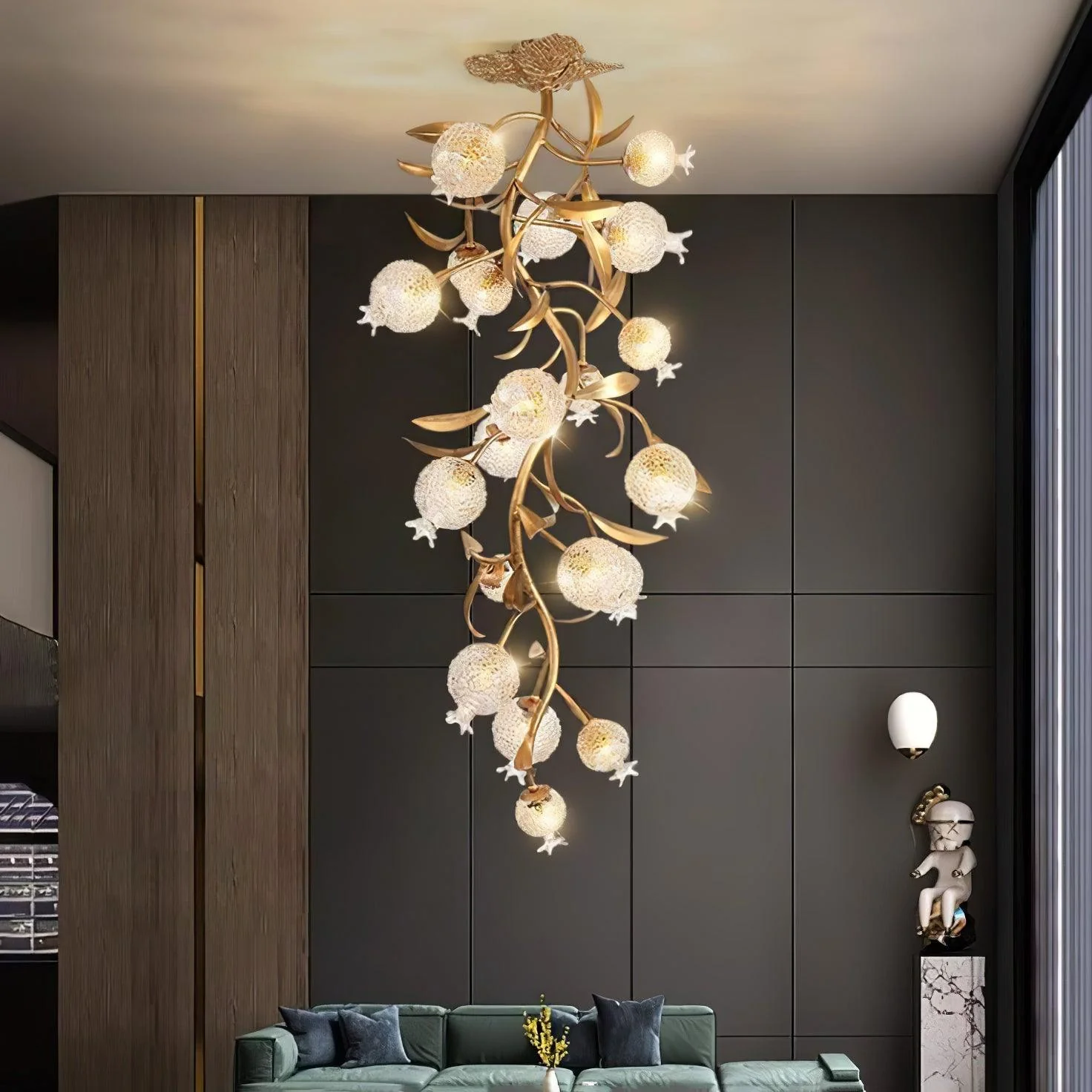 Pomegranate Brass Branch Chandelier - Image 2