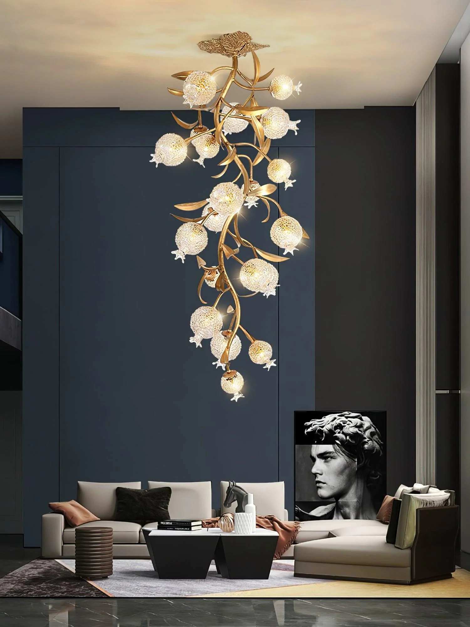 Pomegranate Brass Branch Chandelier - Image 4