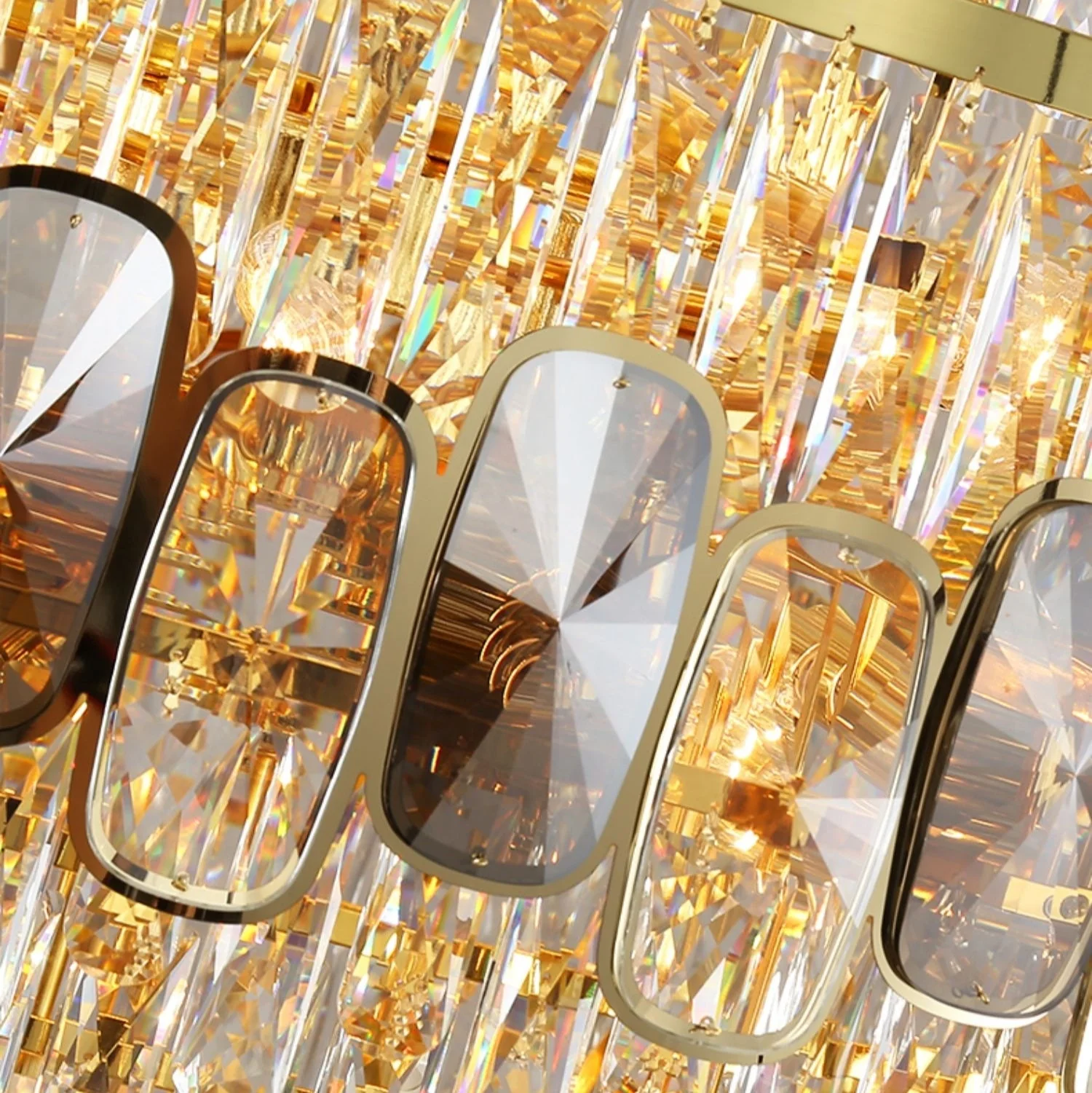 Honeycomb Shaped Ceiling Chandelier Extra Large Crystal Light Fixture For Foyer Staircase/ Entryway In Gold Finish - Image 8