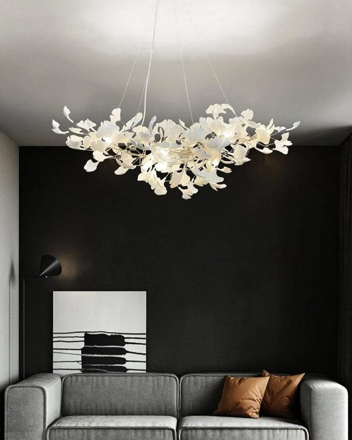 Porcelain Linear Gold Ginkgo Chandelier - Image 13