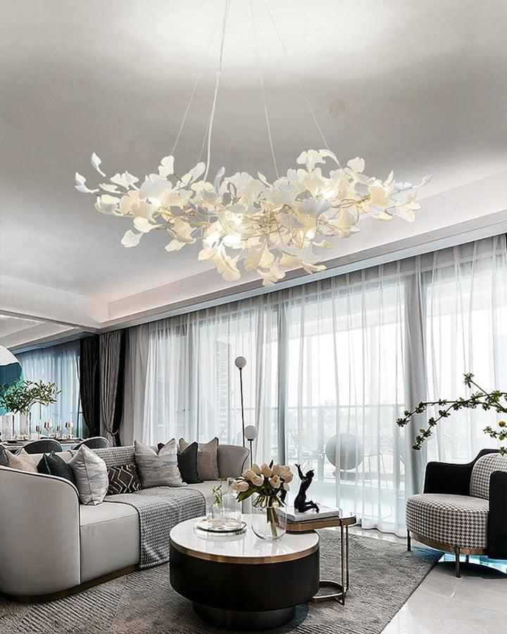 Porcelain Linear Gold Ginkgo Chandelier - Image 14
