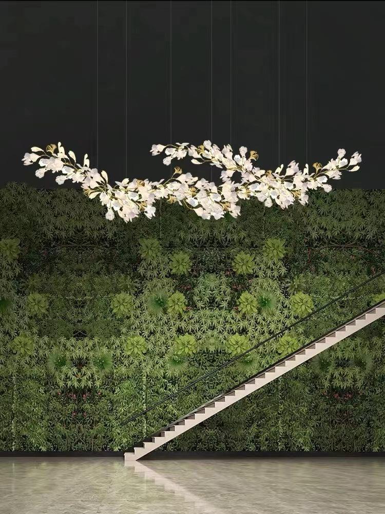 Porcelain Linear Gold Ginkgo Chandelier - Image 4
