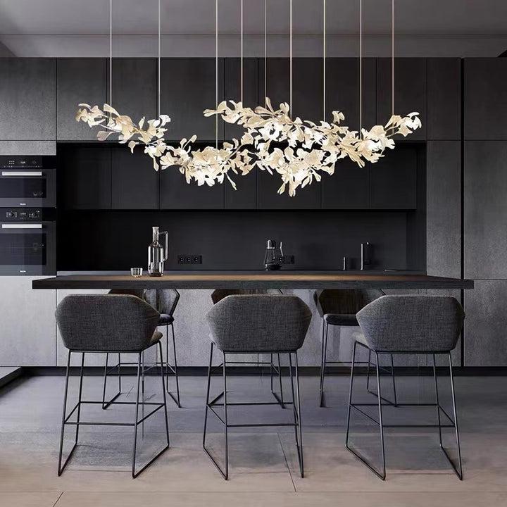 Porcelain Linear Gold Ginkgo Chandelier - Image 5