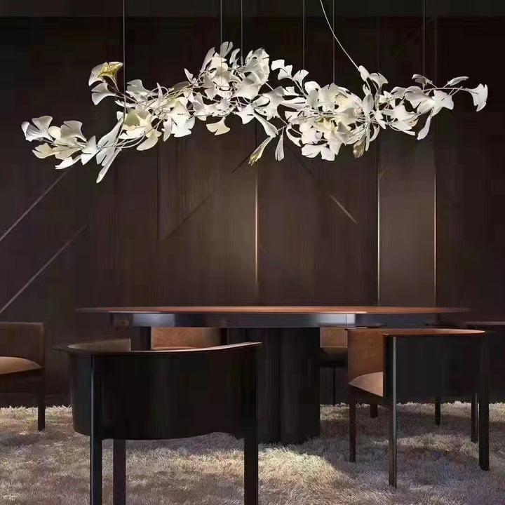 Porcelain Linear Gold Ginkgo Chandelier - Image 6