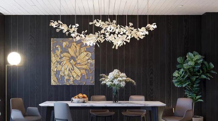 Porcelain Linear Gold Ginkgo Chandelier - Image 7
