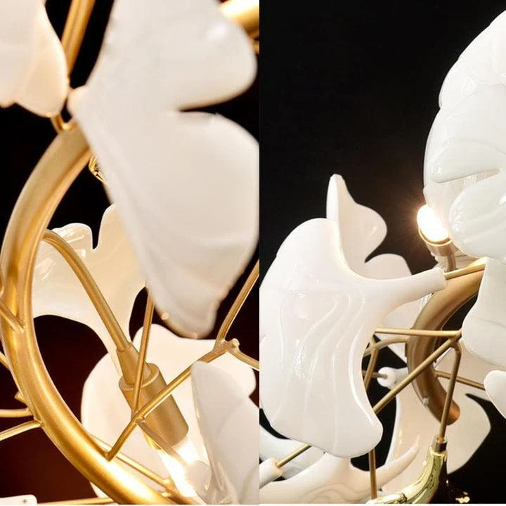 Porcelain Linear Gold Ginkgo Chandelier - Image 8