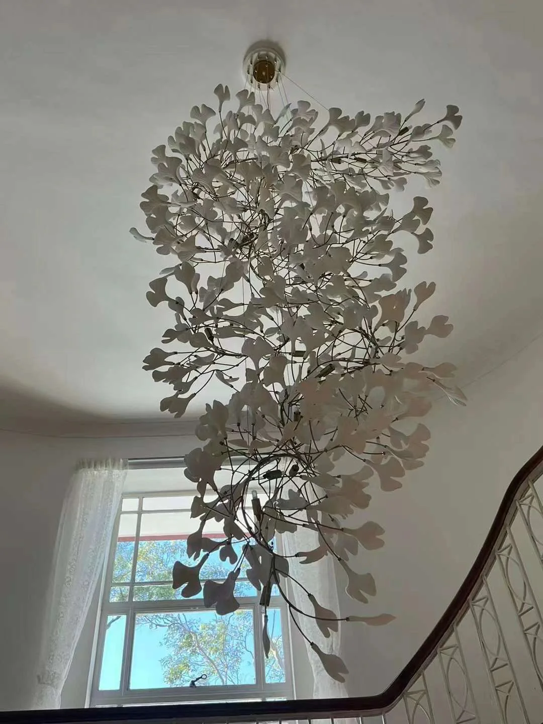 Ceramics Ginkgo Leaves Twig Chandelier Tree Branch Shaped Pendant Light For High Ceiling Living Room Hotel Hall - Image 16