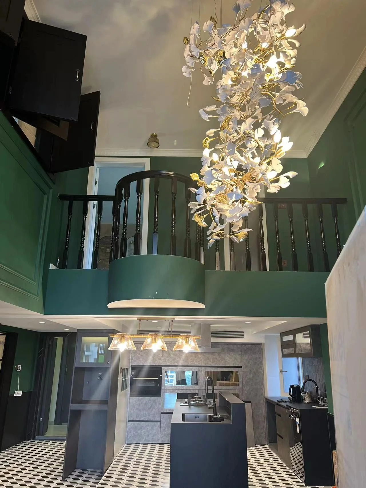 Ceramics Ginkgo Leaves Twig Chandelier Tree Branch Shaped Pendant Light For High Ceiling Living Room Hotel Hall - Image 21
