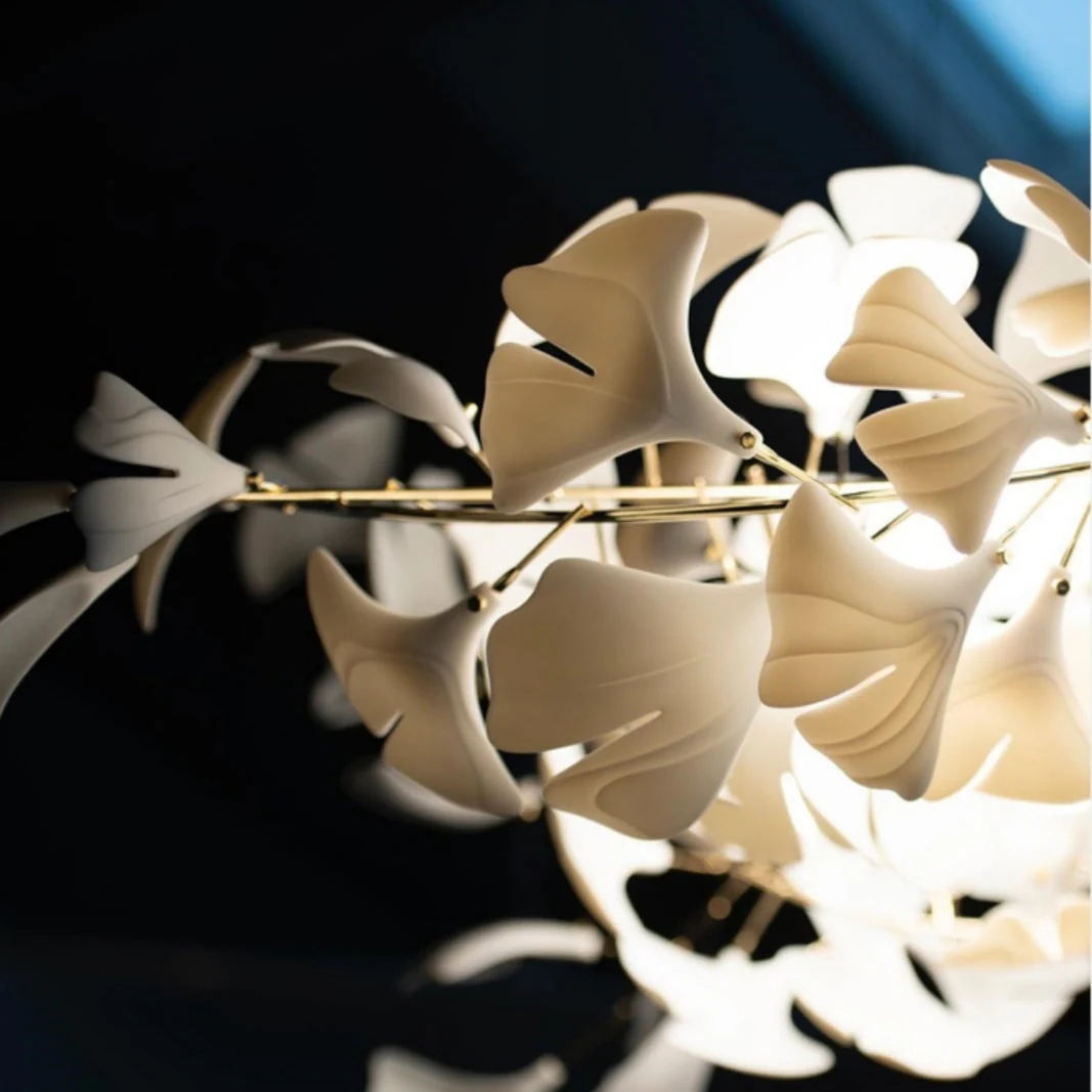 Ceramics Ginkgo Leaves Twig Chandelier Tree Branch Shaped Pendant Light For High Ceiling Living Room Hotel Hall - Image 24