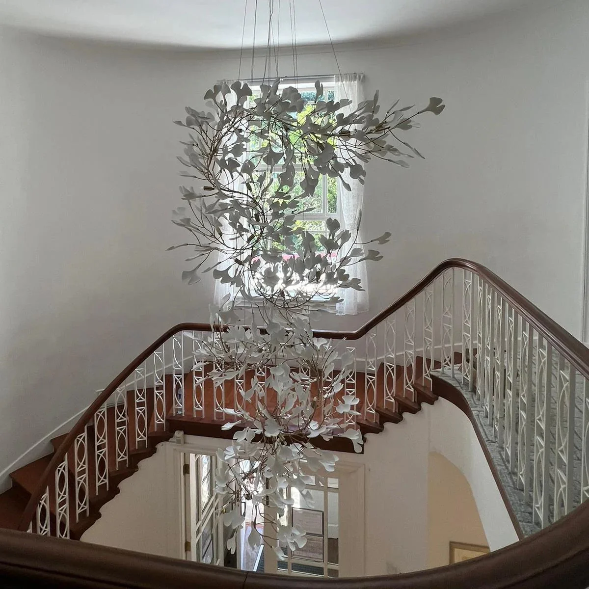 Ceramics Ginkgo Leaves Twig Chandelier Tree Branch Shaped Pendant Light For High Ceiling Living Room Hotel Hall - Image 4