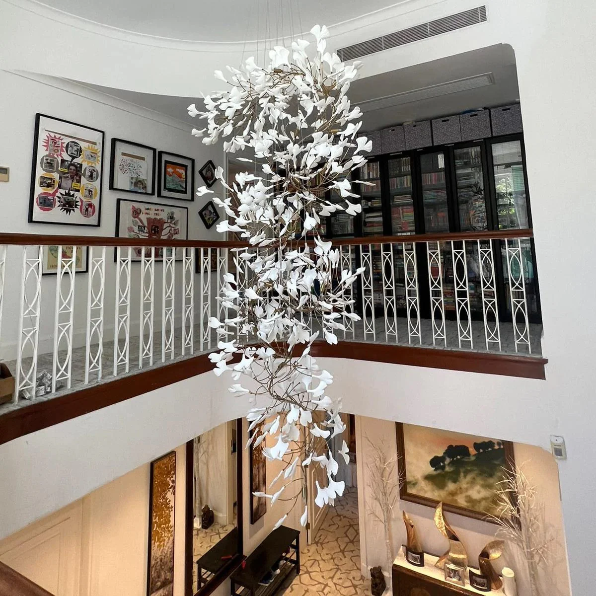 Ceramics Ginkgo Leaves Twig Chandelier Tree Branch Shaped Pendant Light For High Ceiling Living Room Hotel Hall - Image 5