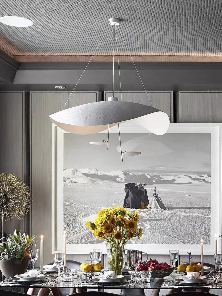 Designer Model Modern Art Hat Shape Gold Leaf Pendant Chandelier for Living/Dining Room - Image 10