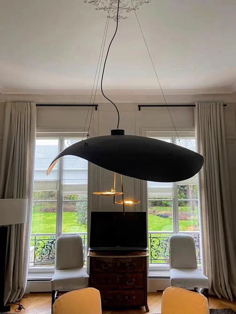 Designer Model Modern Art Hat Shape Gold Leaf Pendant Chandelier for Living/Dining Room - Image 12