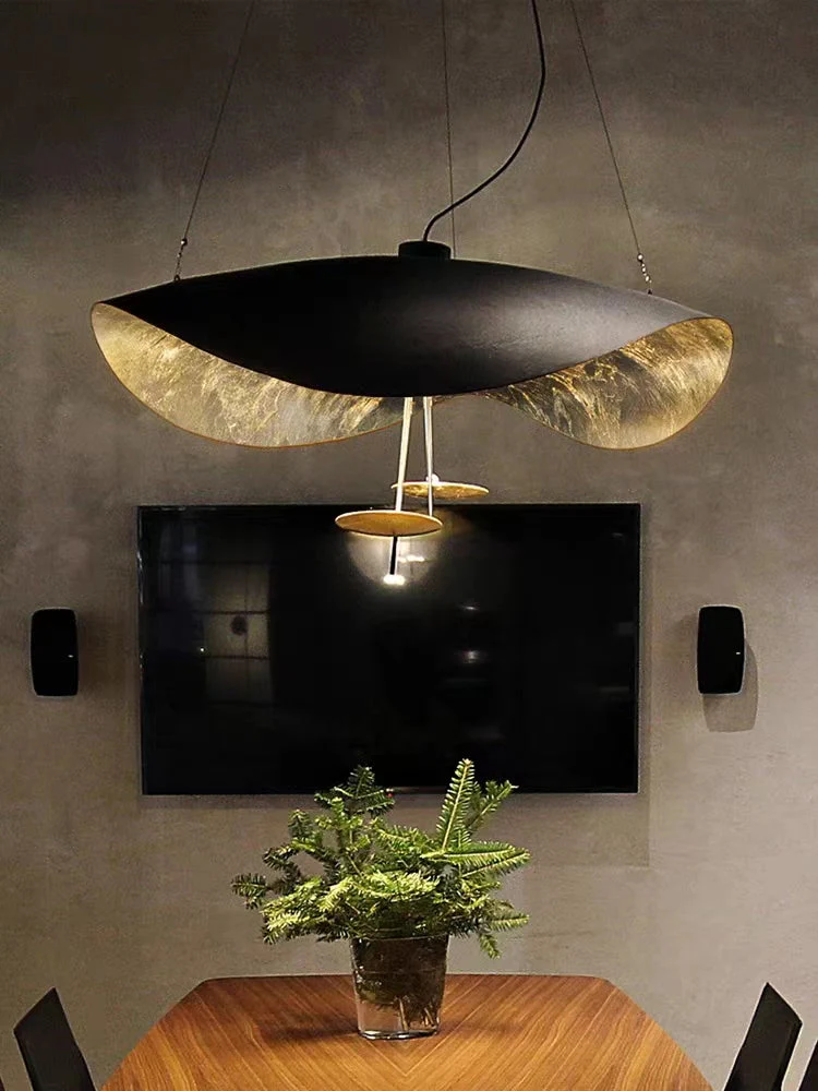 Designer Model Modern Art Hat Shape Gold Leaf Pendant Chandelier for Living/Dining Room - Image 13