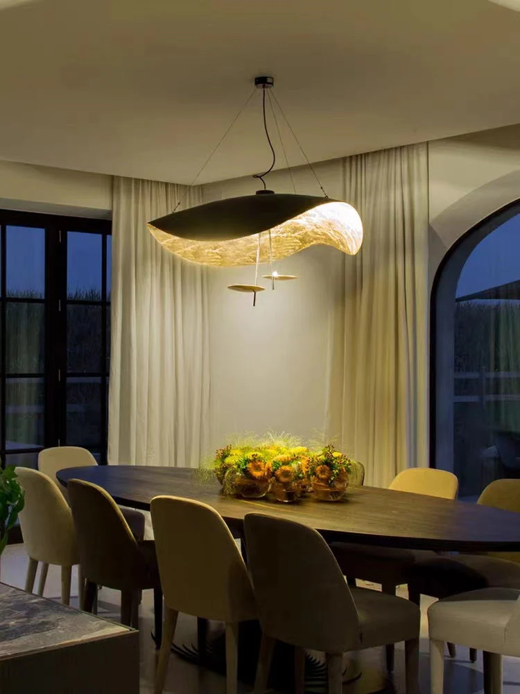 Designer Model Modern Art Hat Shape Gold Leaf Pendant Chandelier for Living/Dining Room - Image 14