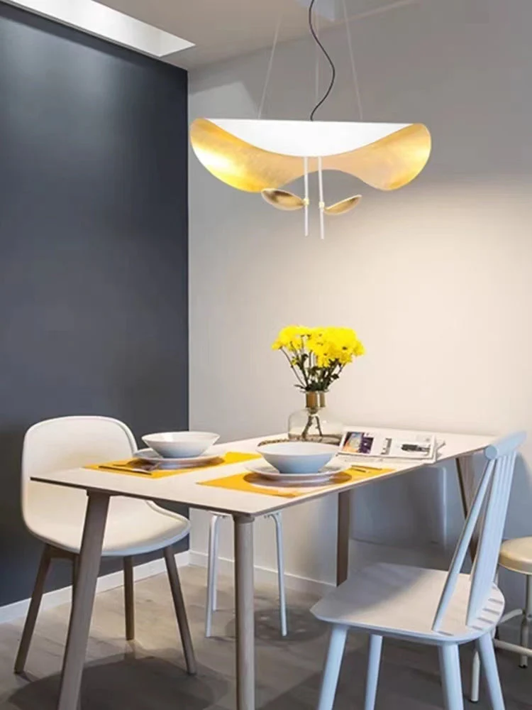 Designer Model Modern Art Hat Shape Gold Leaf Pendant Chandelier for Living/Dining Room - Image 15