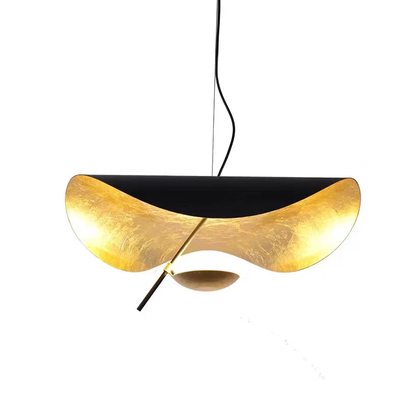 Designer Model Modern Art Hat Shape Gold Leaf Pendant Chandelier for Living/Dining Room - Image 16
