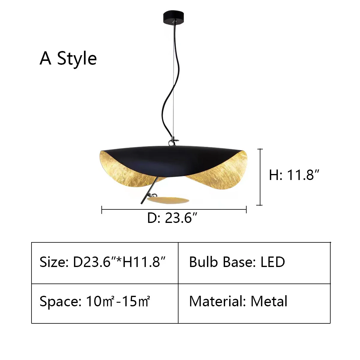 Designer Model Modern Art Hat Shape Gold Leaf Pendant Chandelier for Living/Dining Room - Image 19
