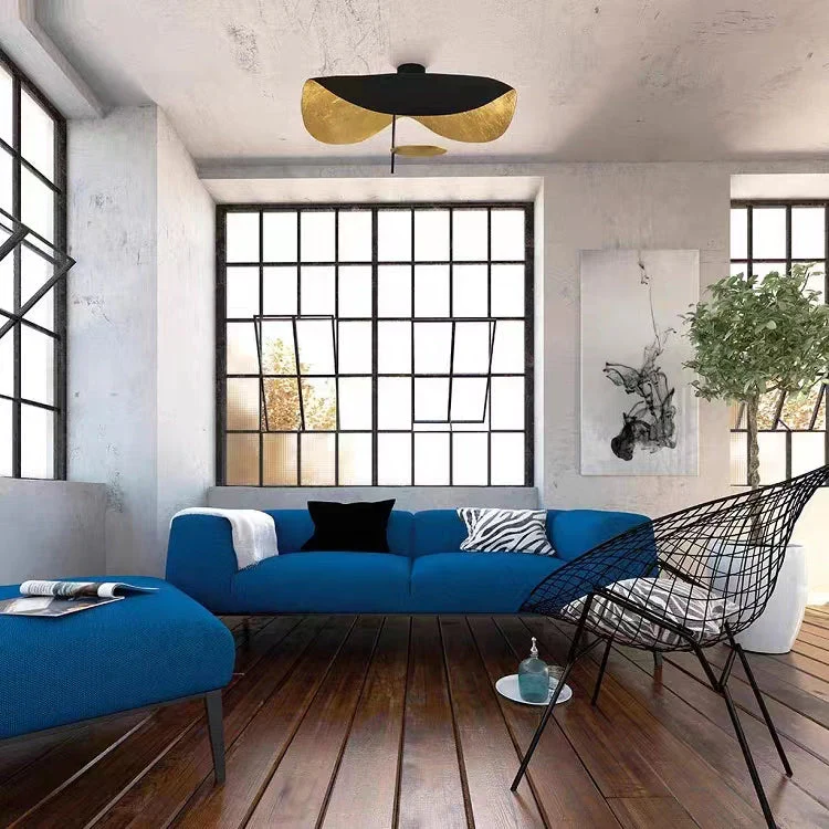 Designer Model Modern Art Hat Shape Gold Leaf Pendant Chandelier for Living/Dining Room - Image 4