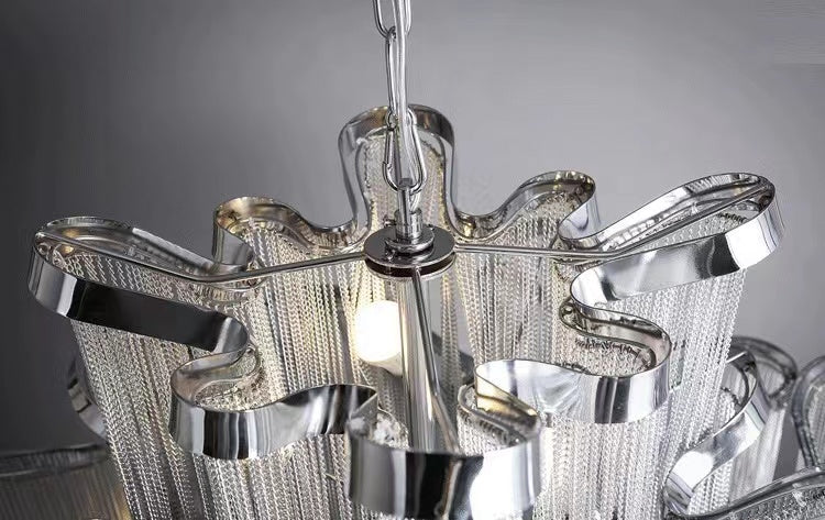 Post-Modern Extra Large Stainless Steel Long Tassel Chandelier for Large Living Room / Staircase / Villa / Duplexes - Image 9