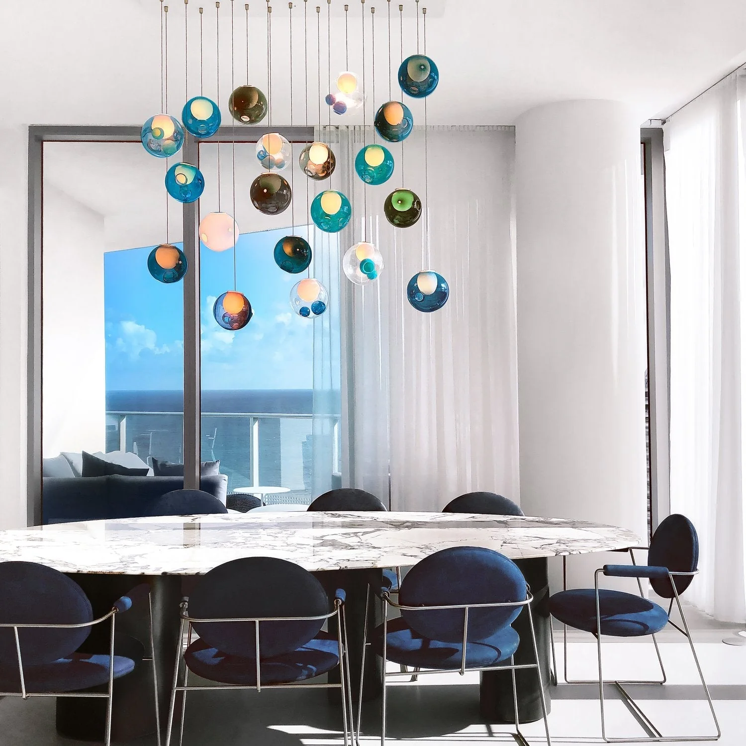 Post Modern Gradient Colorful Ball Pendant Chandelier - Image 4