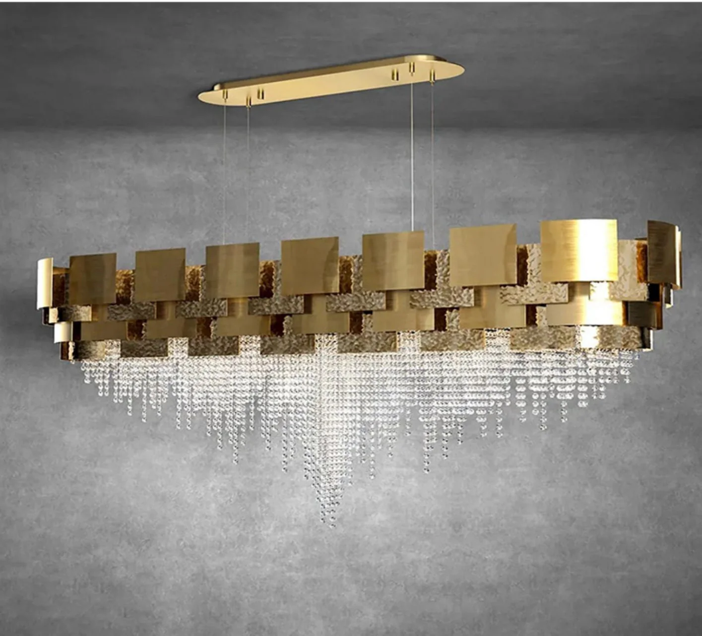 Post-modern Light Luxury Oval/Round Tiered Tassel Crystal Chandelier in Gold Finish for Living/Dining Room - Image 10