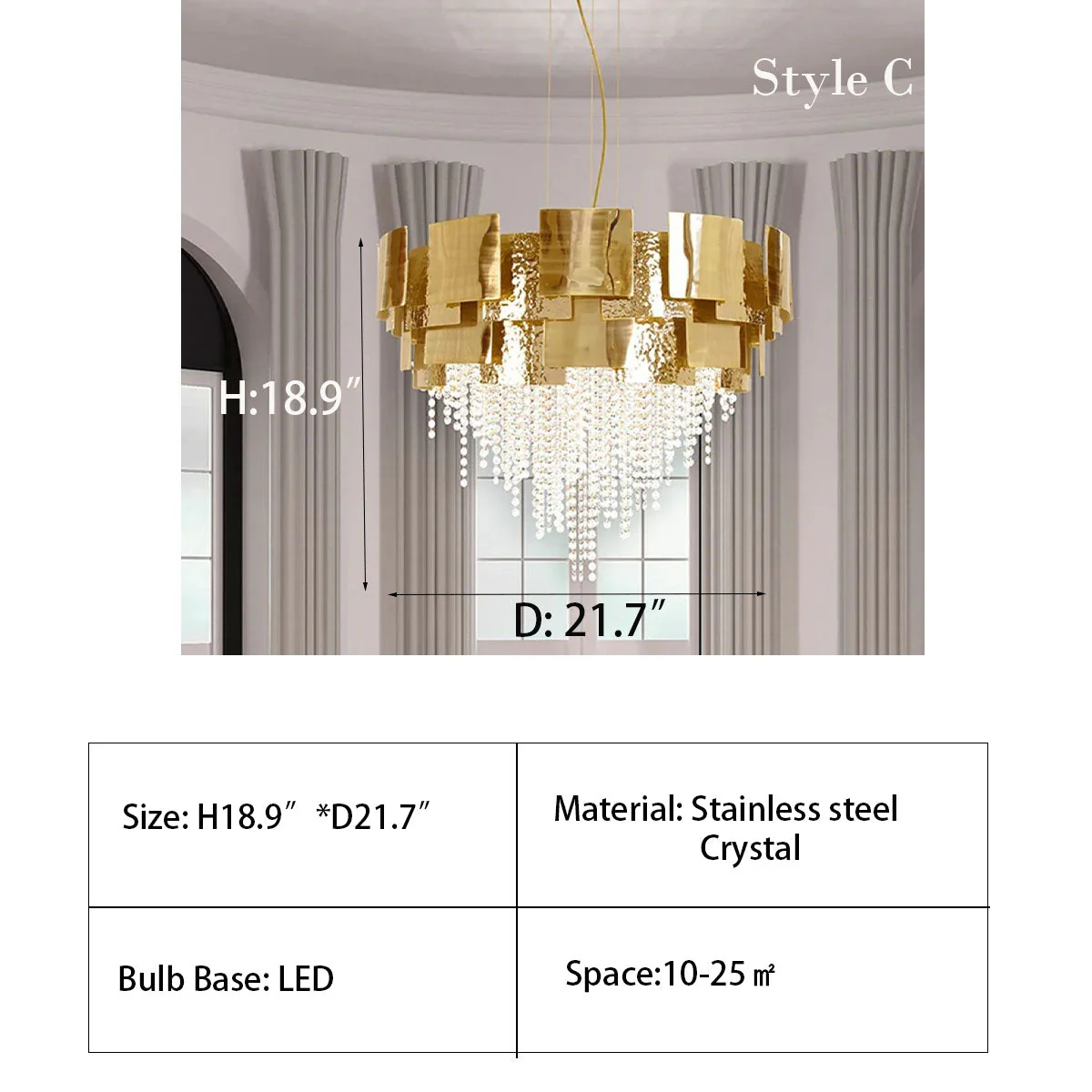 Post-modern Light Luxury Oval/Round Tiered Tassel Crystal Chandelier in Gold Finish for Living/Dining Room - Image 15