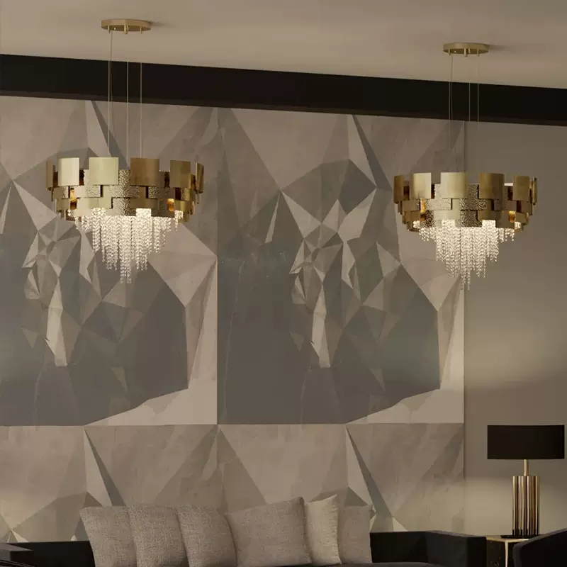 Post-modern Light Luxury Oval/Round Tiered Tassel Crystal Chandelier in Gold Finish for Living/Dining Room - Image 4