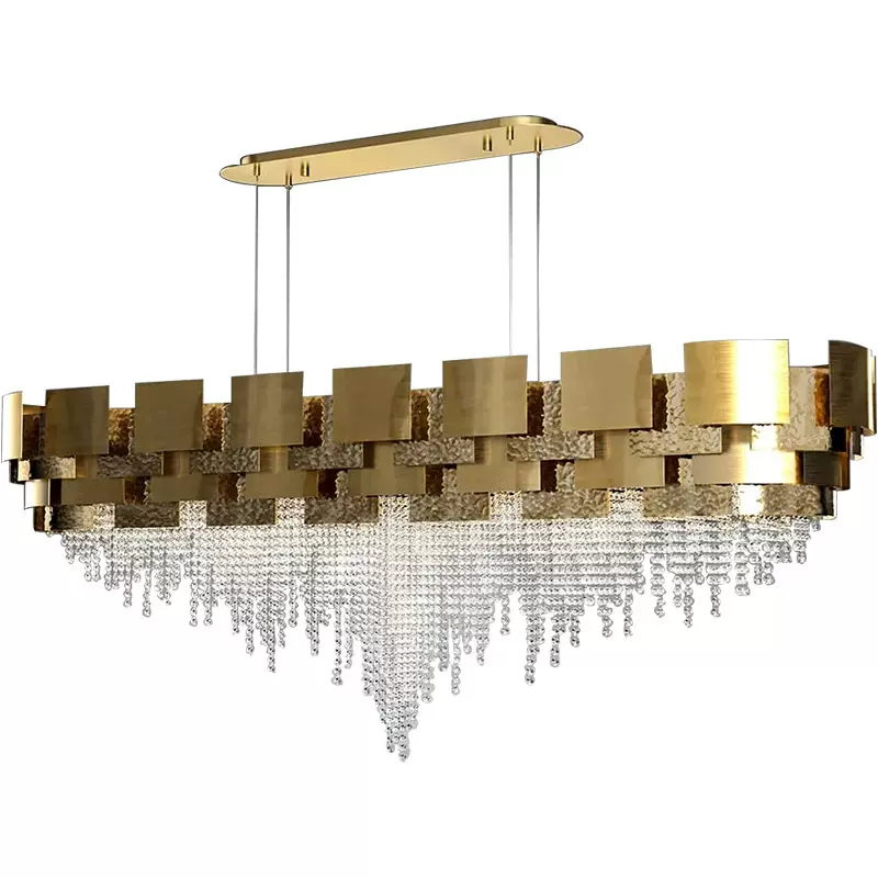 Post-modern Light Luxury Oval/Round Tiered Tassel Crystal Chandelier in Gold Finish for Living/Dining Room - Image 8