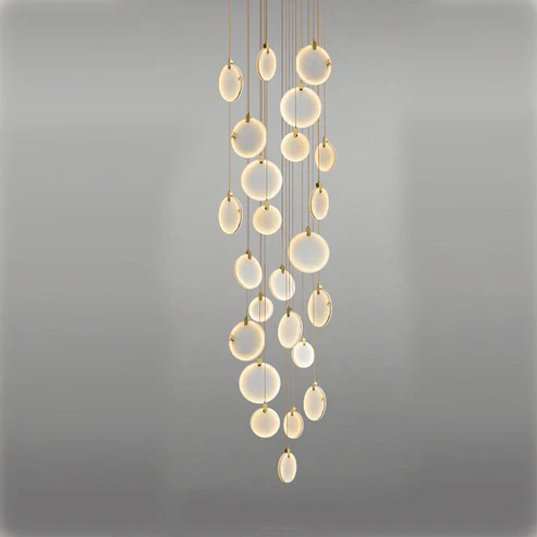 Queenie Alabaster Disc Long Round Chandelier For Loft - Image 12