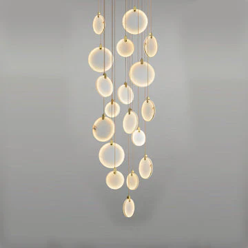 Queenie Alabaster Disc Long Round Chandelier For Loft - Image 3