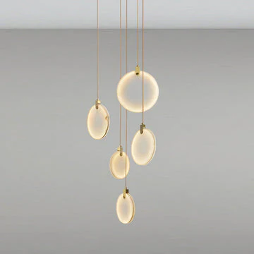 Queenie Alabaster Disc Long Round Chandelier For Loft - Image 6