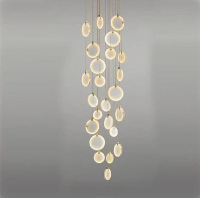 Queenie Alabaster Disc Long Round Chandelier For Loft - Image 7