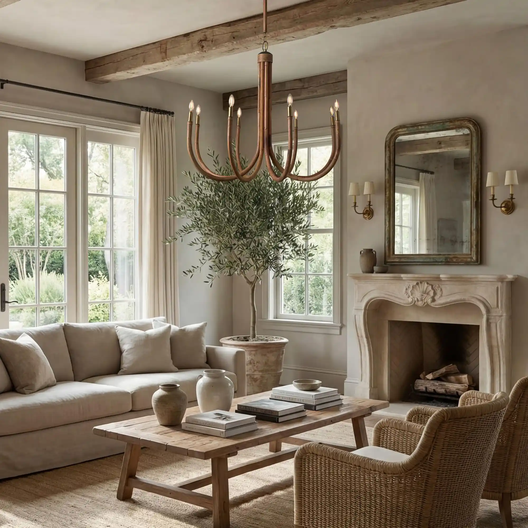 Ravda Round Chandelier with Antique Brass