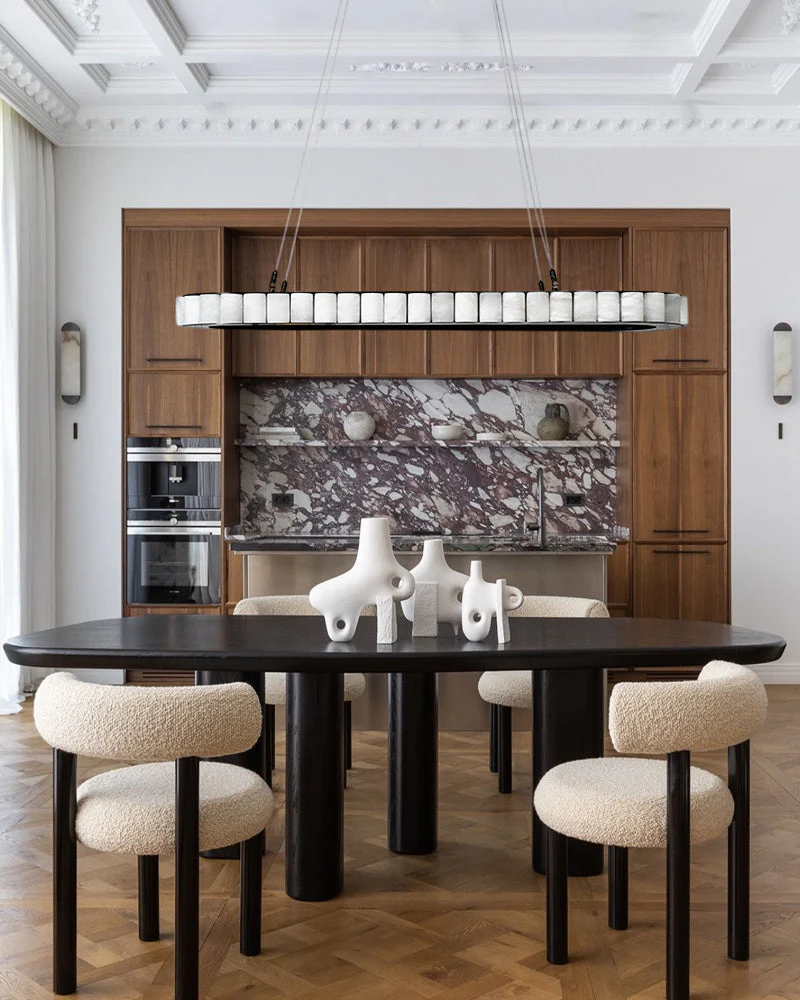 Ring Alabaster Oval Chandelier for Kitchen Island - Image 4