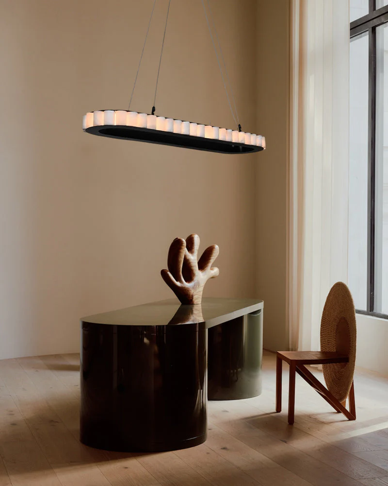 Ring Alabaster Oval Chandelier for Kitchen Island - Image 9