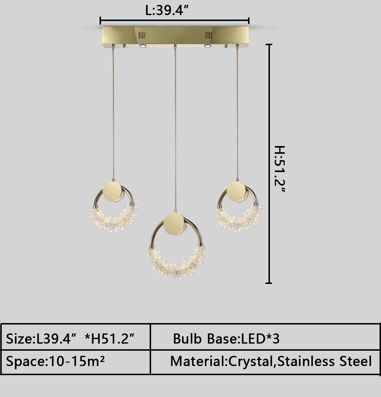 Modern Art Creative Ring Crystal Pendant Light Gold/Chrome Entryway/Bedside Light Fixture - Image 16