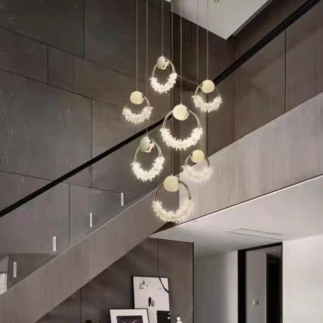 Modern Art Creative Ring Crystal Pendant Light Gold/Chrome Entryway/Bedside Light Fixture - Image 2