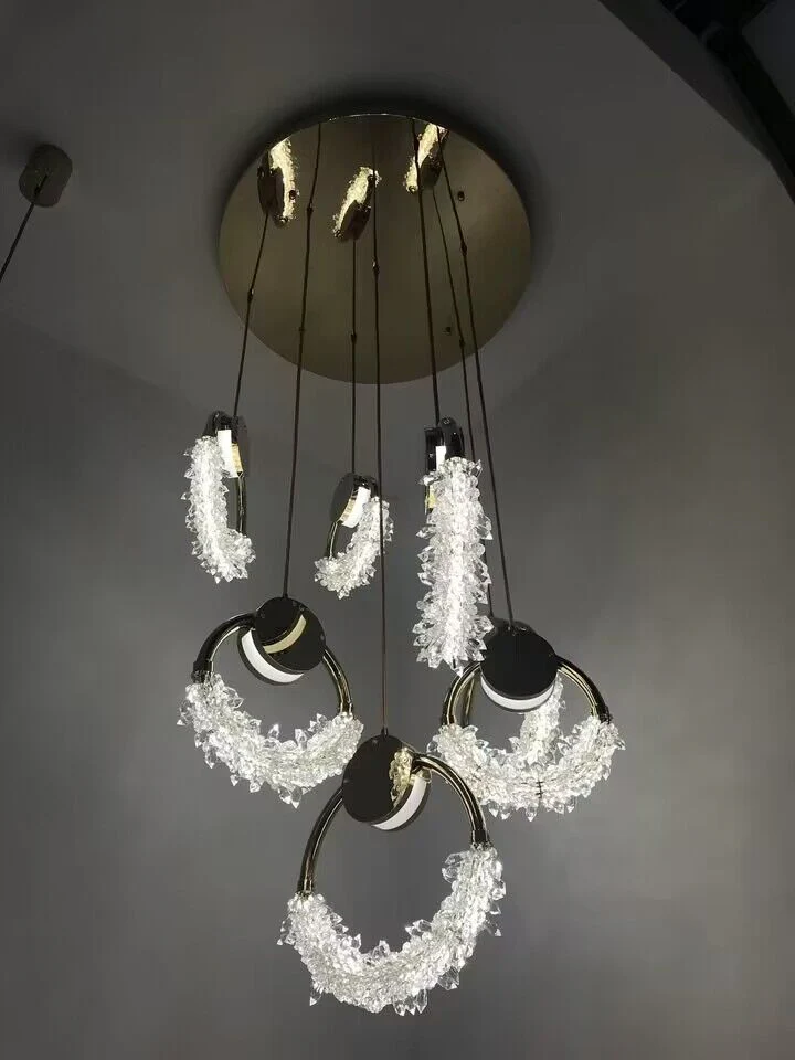 Modern Art Creative Ring Crystal Pendant Light Gold/Chrome Entryway/Bedside Light Fixture - Image 7