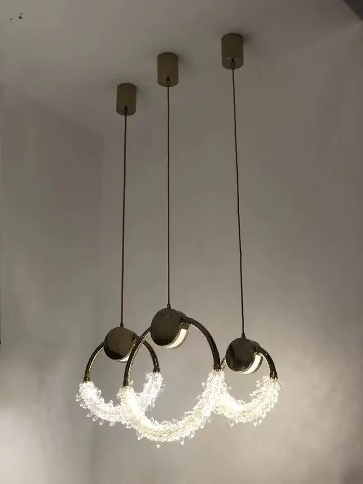 Modern Art Creative Ring Crystal Pendant Light Gold/Chrome Entryway/Bedside Light Fixture - Image 8