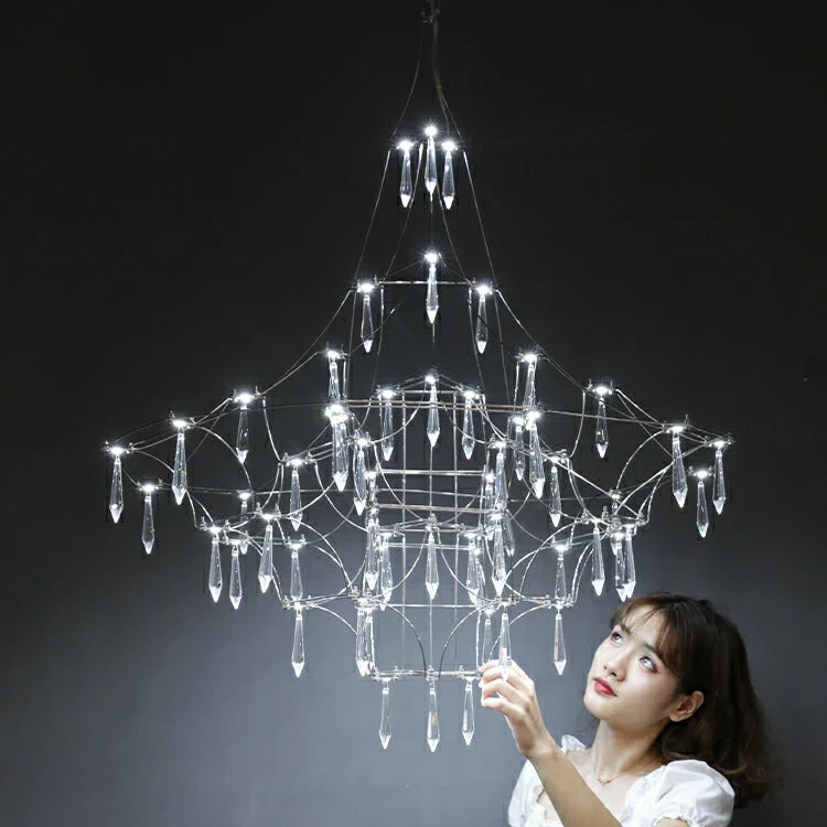 Romantic Event Art Decor K9 Crystal Pendant Light Living/ Dining Room Stainless Steel Chandelier In Chrome Finish - Image 3