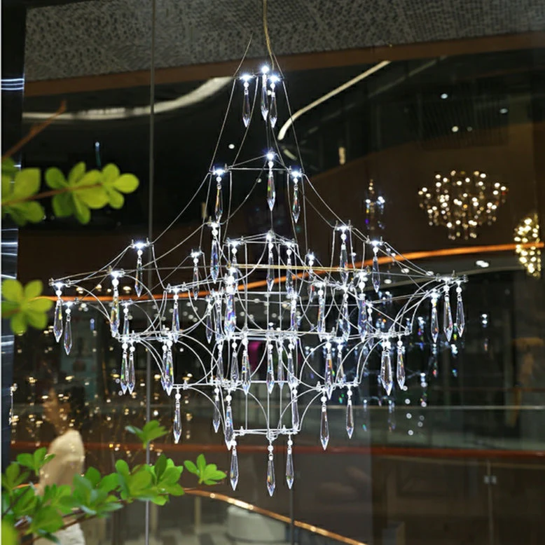 Romantic Event Art Decor K9 Crystal Pendant Light Living/ Dining Room Stainless Steel Chandelier In Chrome Finish - Image 4